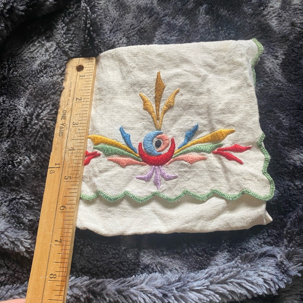 Embroidered handmade vintage pouch . Crystals money storage pretty gift purse